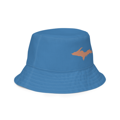 Michigan Upper Peninsula Bucket Hat (w/ Copper UP Outline) | Reversible - Lake Superior Blue