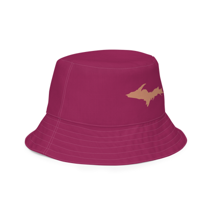 Michigan Upper Peninsula Bucket Hat (w/ Copper UP Outline) | Reversible - Ruby Red