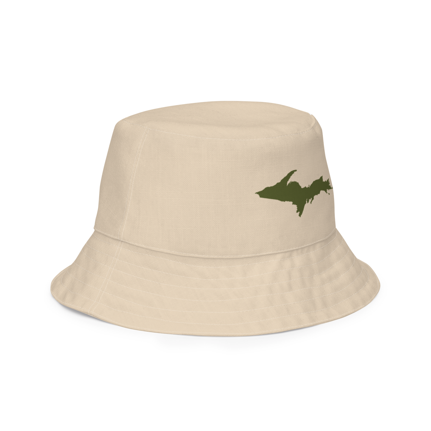 Michigan Upper Peninsula Bucket Hat (w/ Army Green UP Outline) | Reversible - Canvas Color