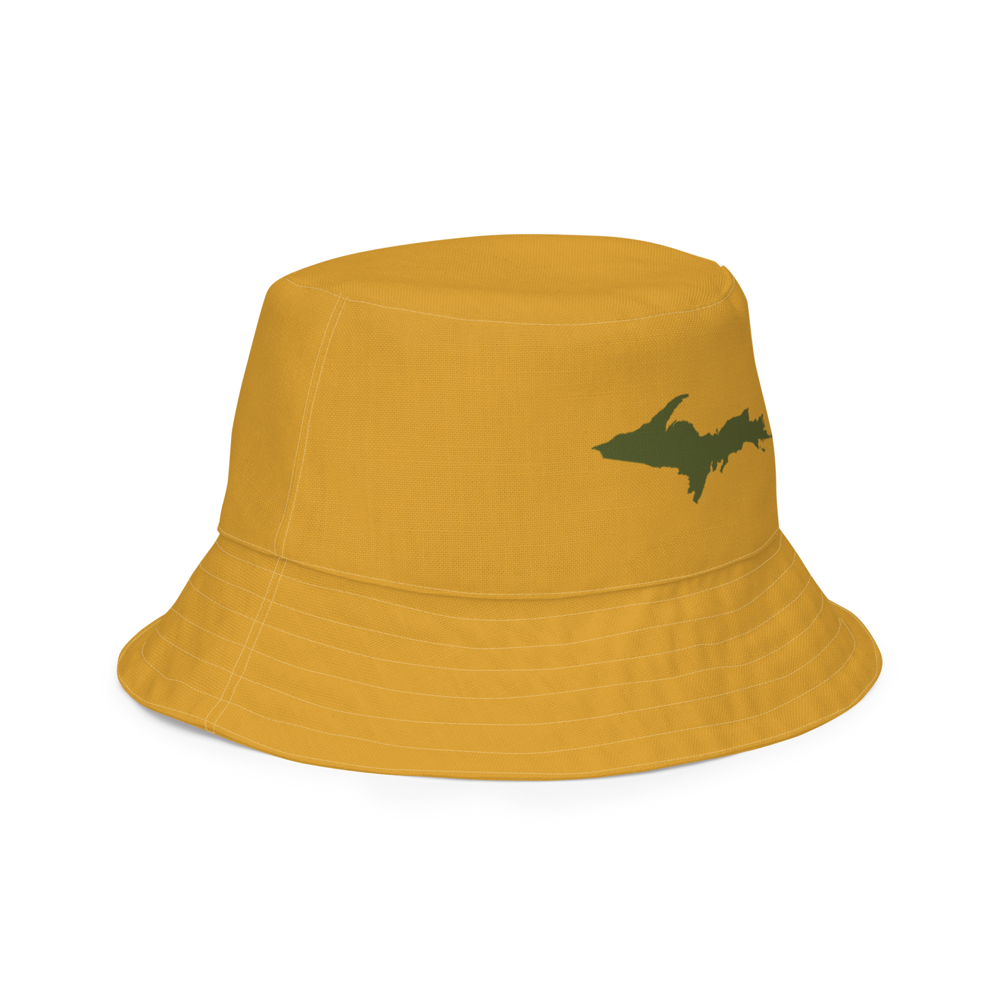 Michigan Upper Peninsula Bucket Hat (w/ Army Green UP Outline) | Reversible - Gold