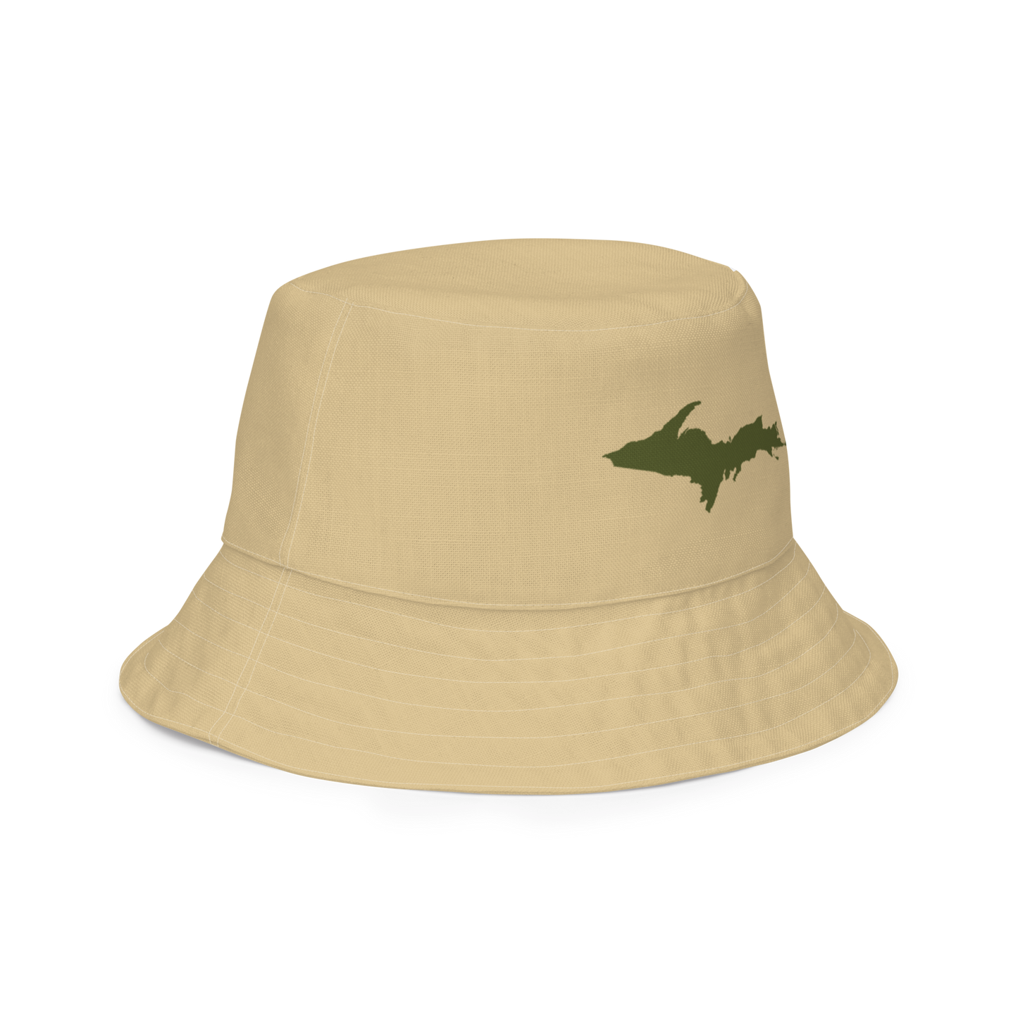 Michigan Upper Peninsula Bucket Hat (w/ Army Green UP Outline) | Reversible - Maple Color