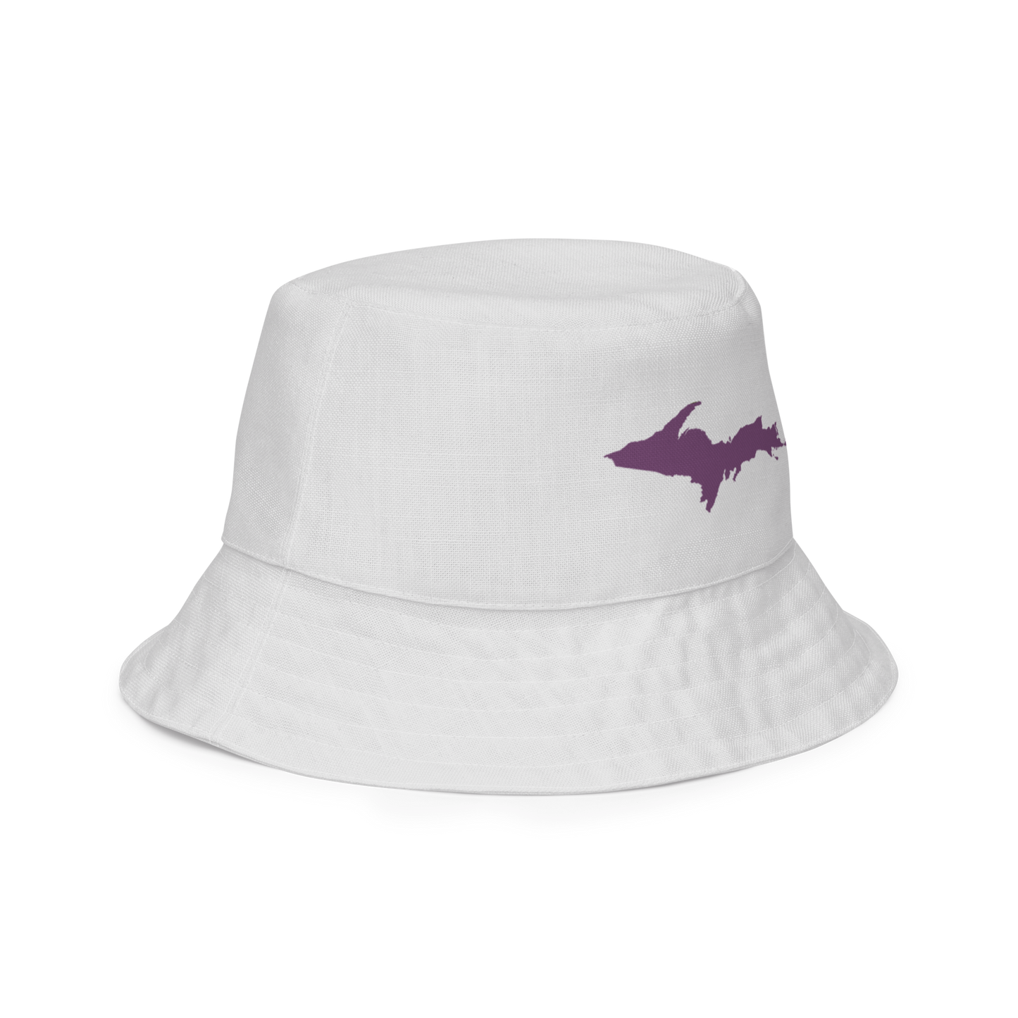 Michigan Upper Peninsula Bucket Hat (w/ Plum UP Outline) | Reversible - Birch Bark White