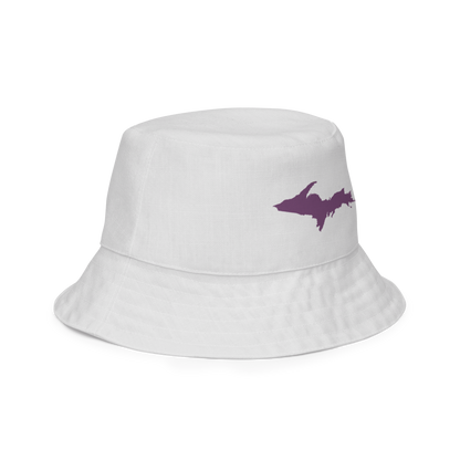 Michigan Upper Peninsula Bucket Hat (w/ Plum UP Outline) | Reversible - Birch Bark White