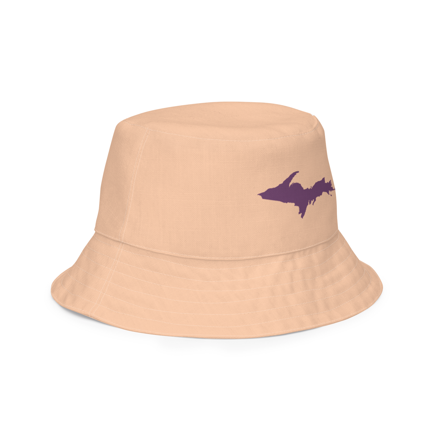 Michigan Upper Peninsula Bucket Hat (w/ Plum UP Outline) | Reversible - Peach Color