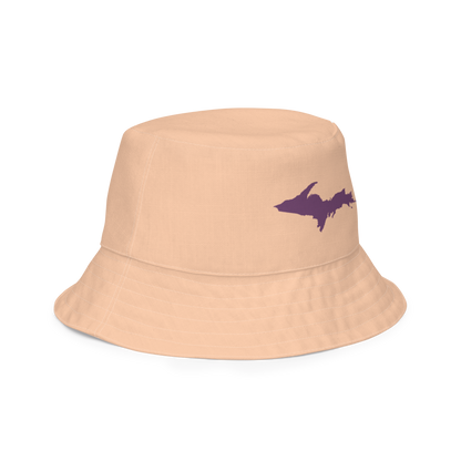 Michigan Upper Peninsula Bucket Hat (w/ Plum UP Outline) | Reversible - Peach Color