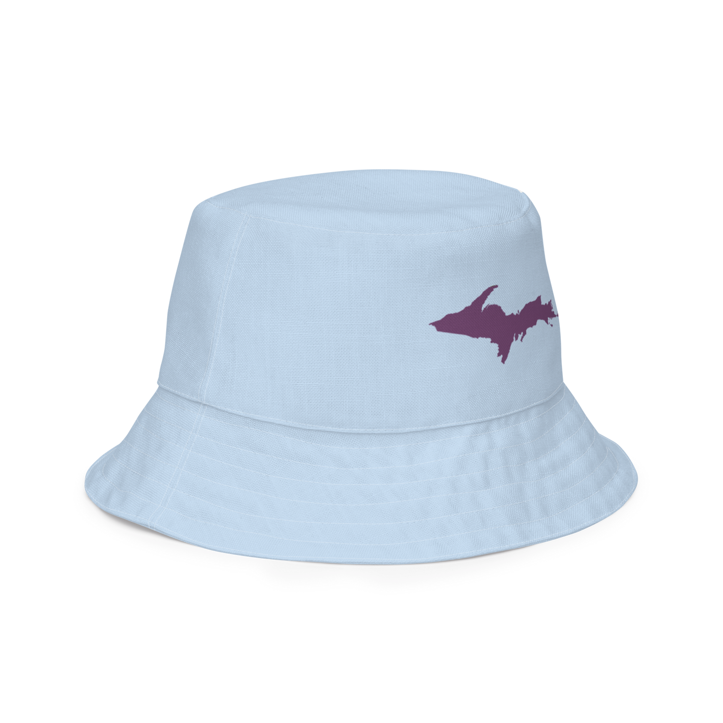 Michigan Upper Peninsula Bucket Hat (w/ Plum UP Outline) | Reversible - Light Blue