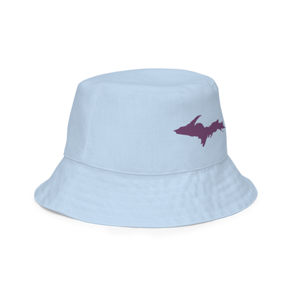 Michigan Upper Peninsula Bucket Hat (w/ Plum UP Outline) | Reversible - Light Blue