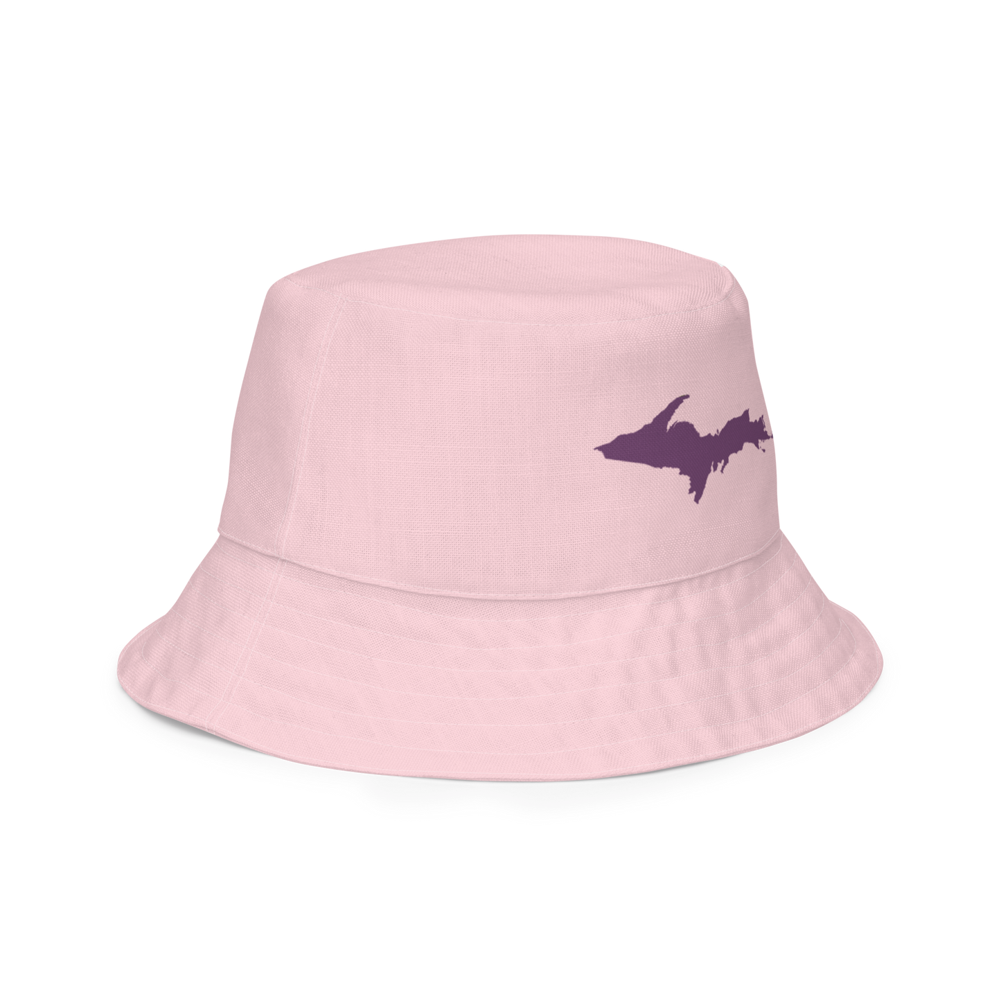 Michigan Upper Peninsula Bucket Hat (w/ Plum UP Outline) | Reversible - Pale Pink