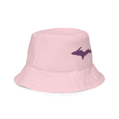 Michigan Upper Peninsula Bucket Hat (w/ Plum UP Outline) | Reversible - Pale Pink