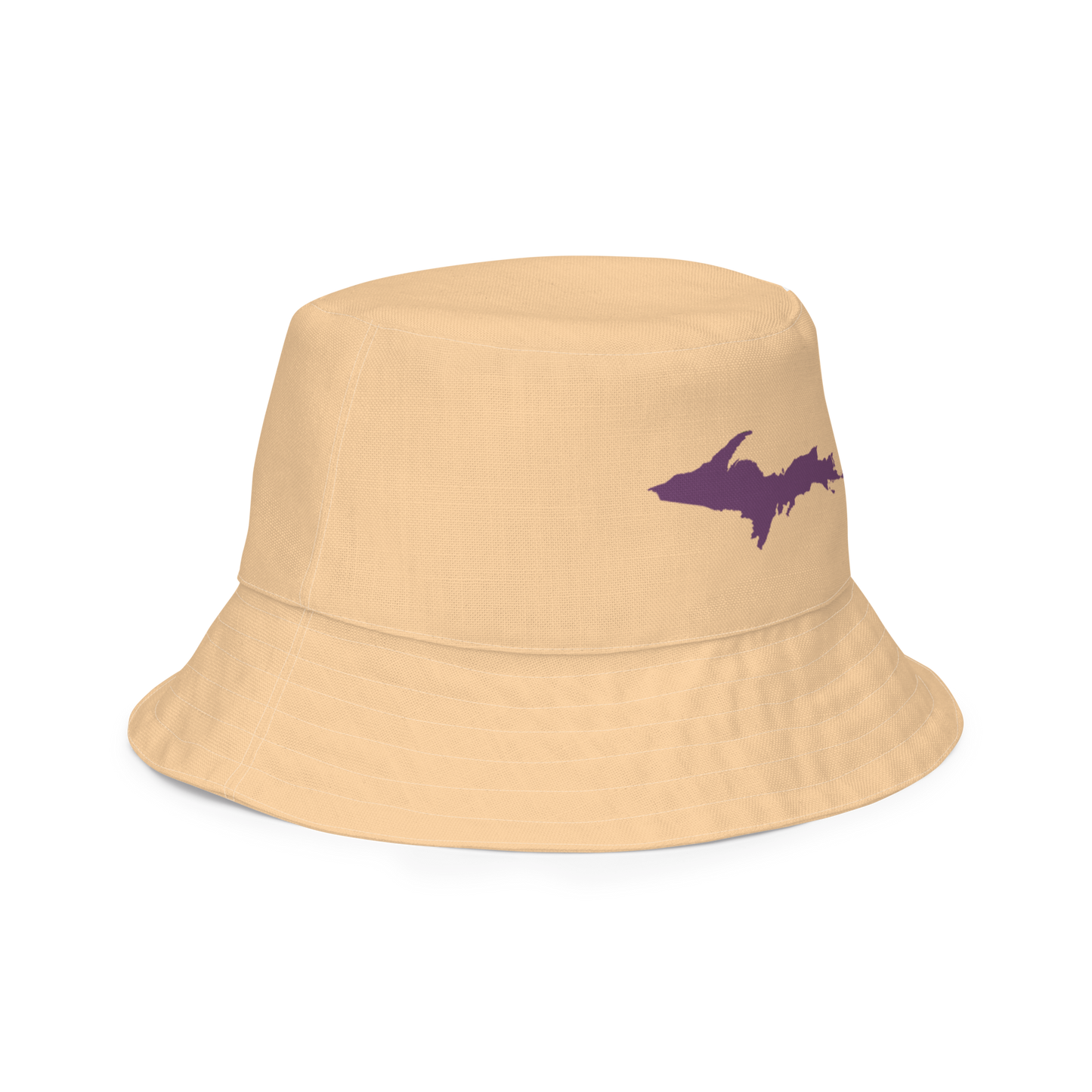 Michigan Upper Peninsula Bucket Hat (w/ Plum UP Outline) | Reversible - Pale Apricot