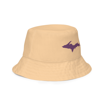 Michigan Upper Peninsula Bucket Hat (w/ Plum UP Outline) | Reversible - Pale Apricot