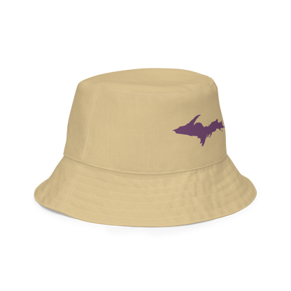 Michigan Upper Peninsula Bucket Hat (w/ Plum UP Outline) | Reversible - Maple Color