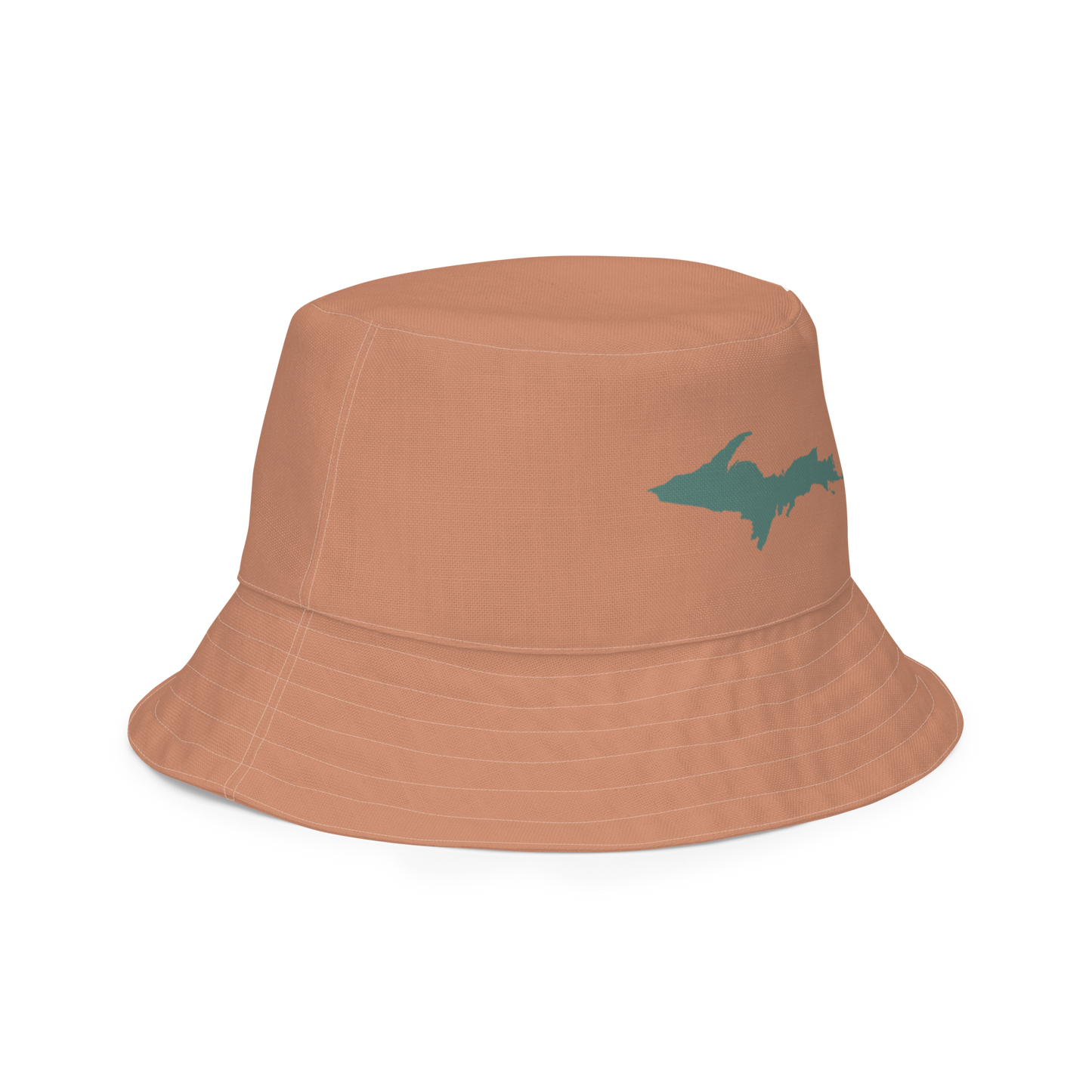 Michigan Upper Peninsula Bucket Hat (w/ Copper Green UP Outline) | Reversible - Copper Color