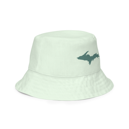 Michigan Upper Peninsula Bucket Hat (w/ Copper Green UP Outline) | Reversible - Dew Green