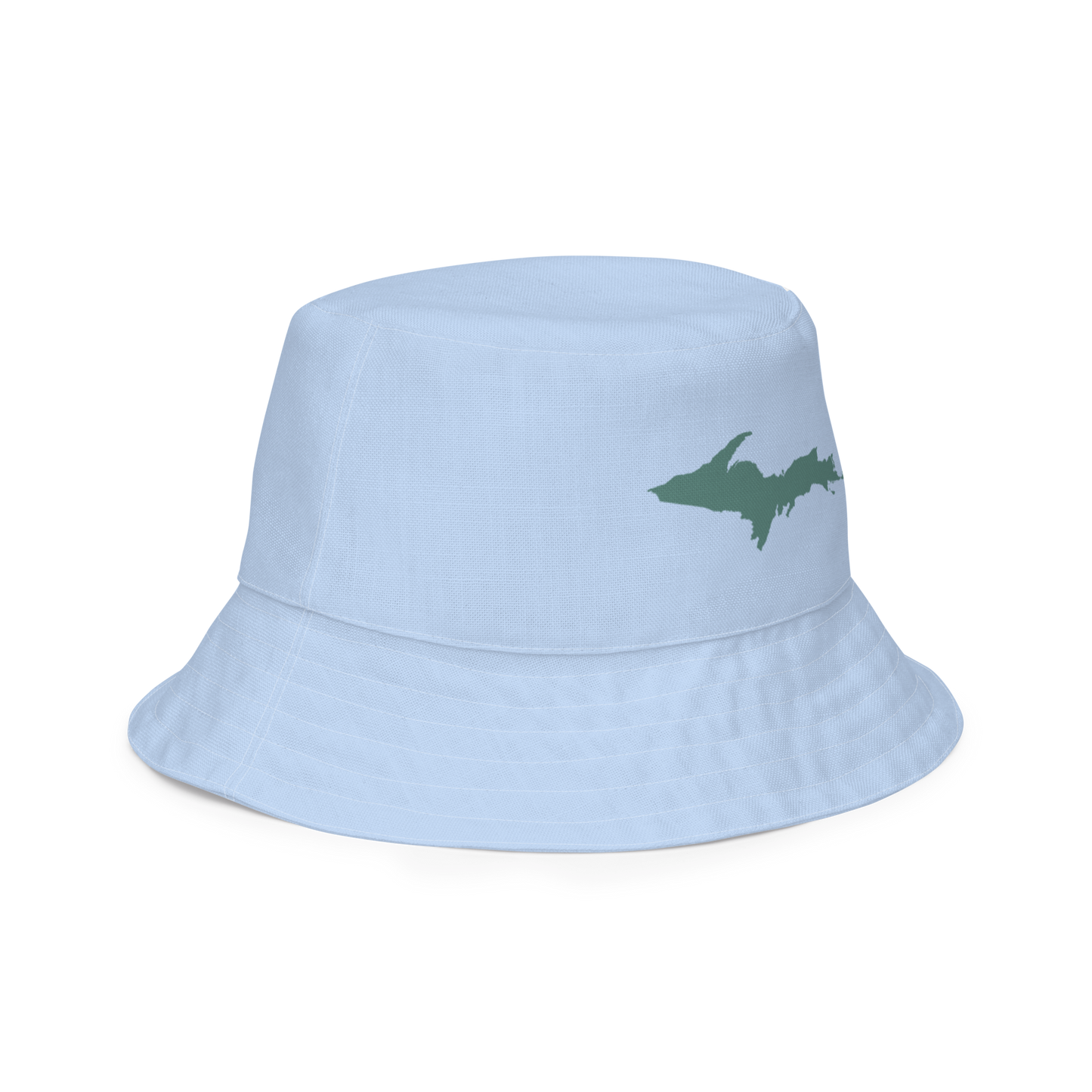 Michigan Upper Peninsula Bucket Hat (w/ Copper Green UP Outline) | Reversible - Light Blue