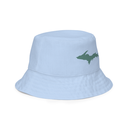 Michigan Upper Peninsula Bucket Hat (w/ Copper Green UP Outline) | Reversible - Light Blue