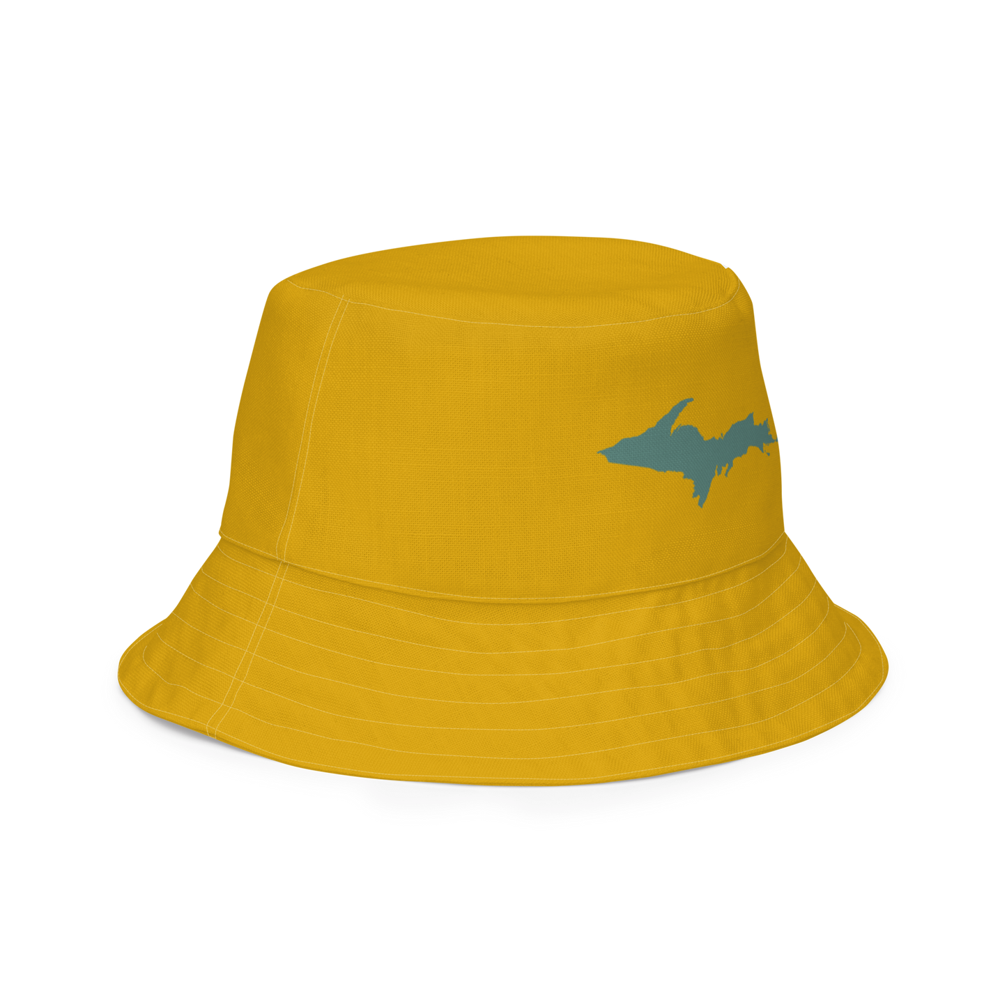 Michigan Upper Peninsula Bucket Hat (w/ Copper Green UP Outline) | Reversible - Gold