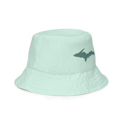 Michigan Upper Peninsula Bucket Hat (w/ Copper Green UP Outline) | Reversible - Sea Green