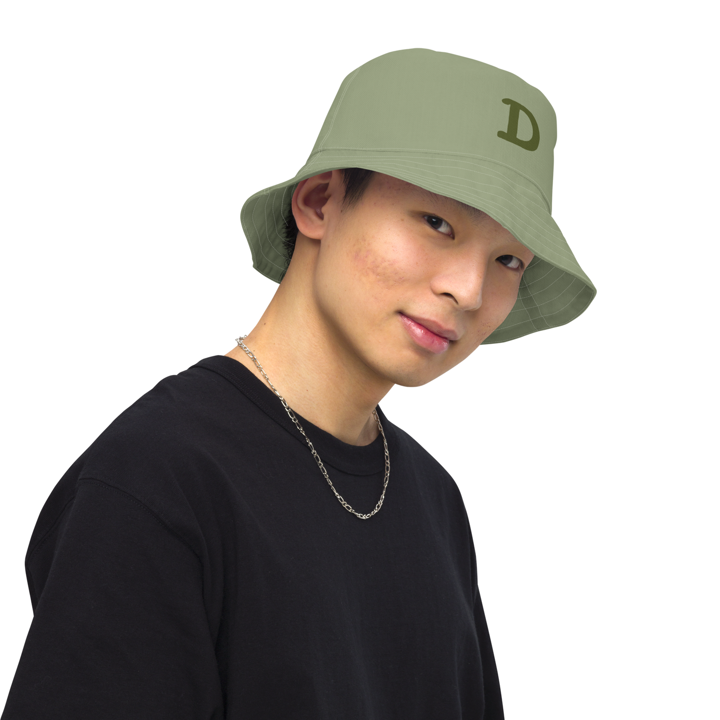 Detroit Bucket Hat (w/ Army Green 'Old French D') | Reversible - Beachgrass Green