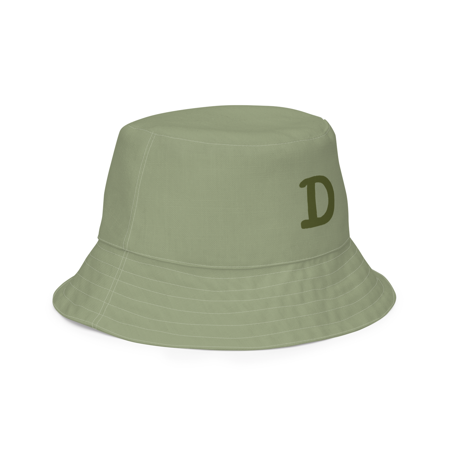 Detroit Bucket Hat (w/ Army Green 'Old French D') | Reversible - Beachgrass Green