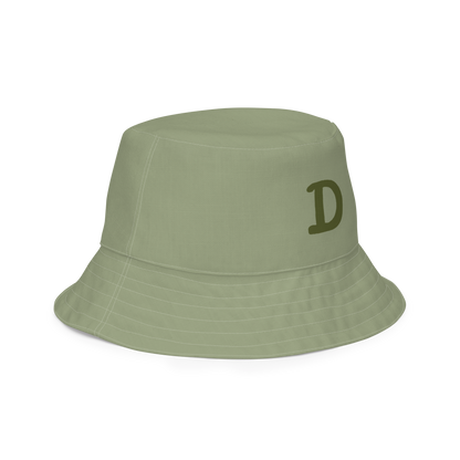 Detroit Bucket Hat (w/ Army Green 'Old French D') | Reversible - Beachgrass Green