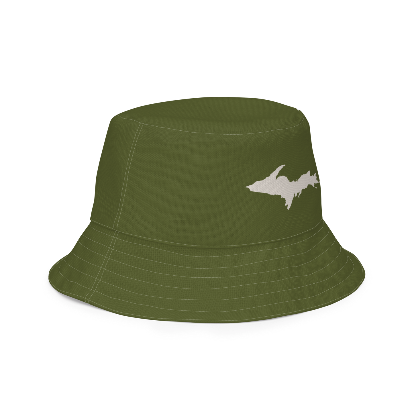 Michigan Upper Peninsula Bucket Hat | Reversible - Army Green/Canvas Color