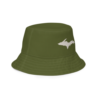 Michigan Upper Peninsula Bucket Hat | Reversible - Army Green/Canvas Color