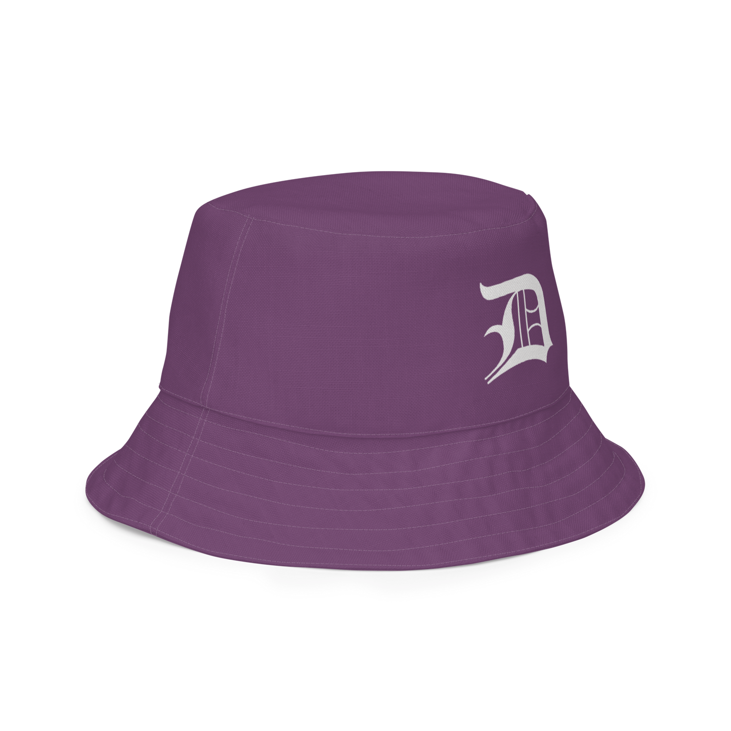 Detroit 'Old English D' Bucket Hat | Reversible - Plum/Canvas Color