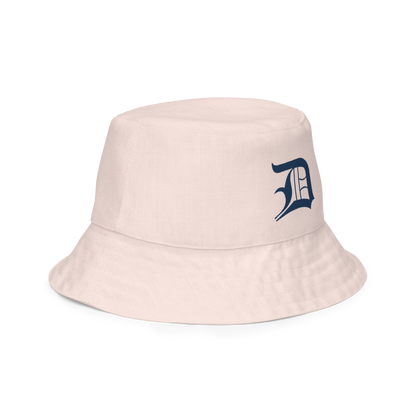 Detroit 'Old English D' Bucket Hat | Reversible - Champagne Pink/Canvas Color