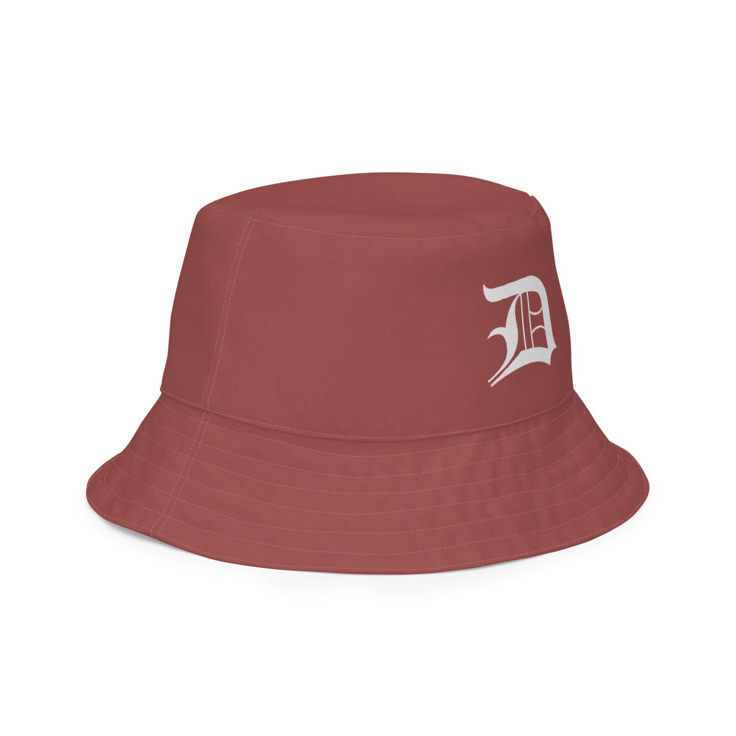 Detroit 'Old English D' Bucket Hat | Reversible - Ore Dock Red/Canvas Color