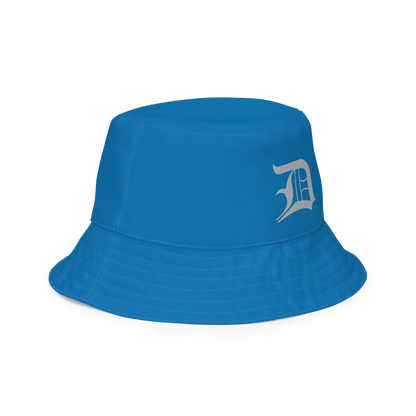 Detroit 'Old English D' Bucket Hat | Reversible - Azure/Silver