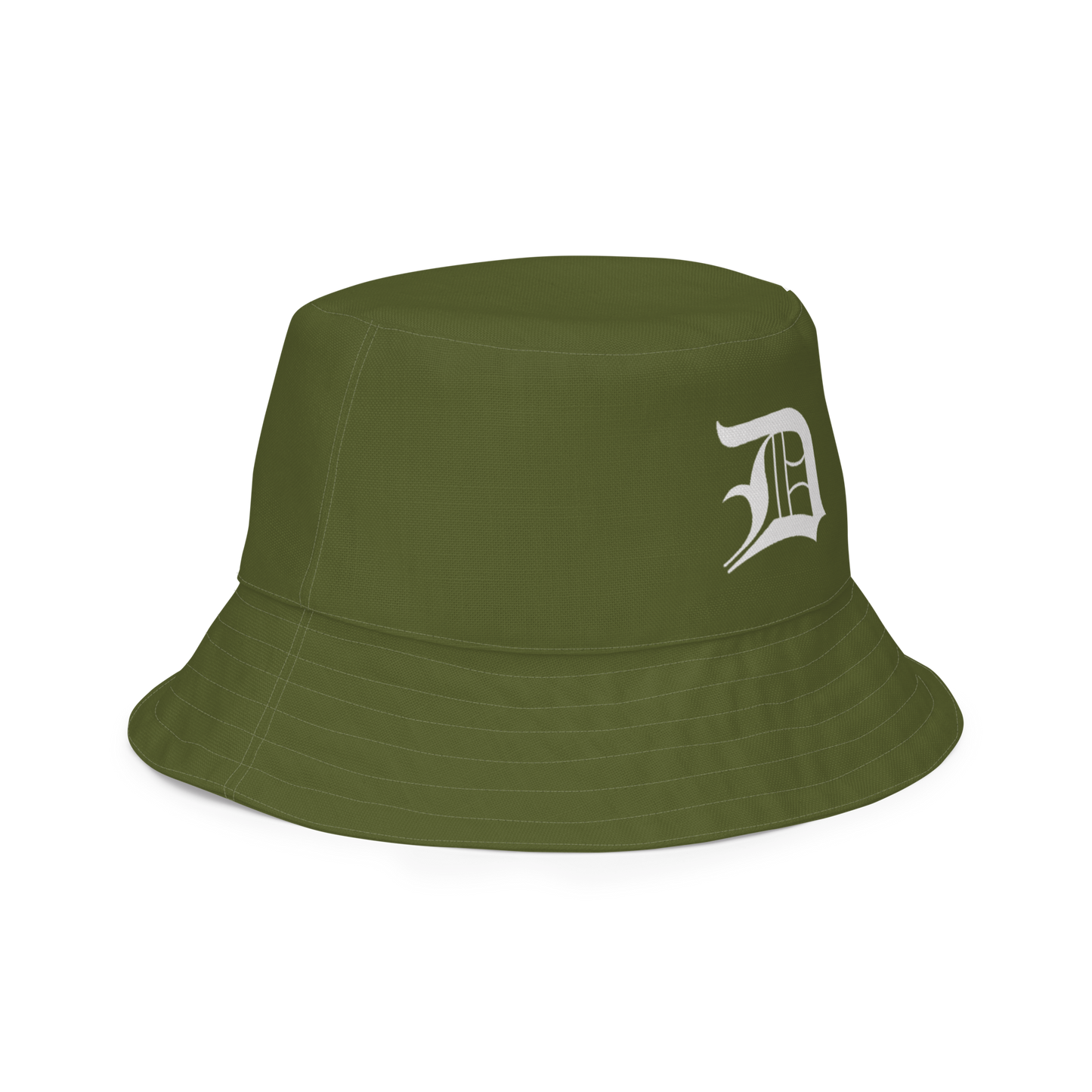 Detroit 'Old English D' Bucket Hat | Reversible - Army Green