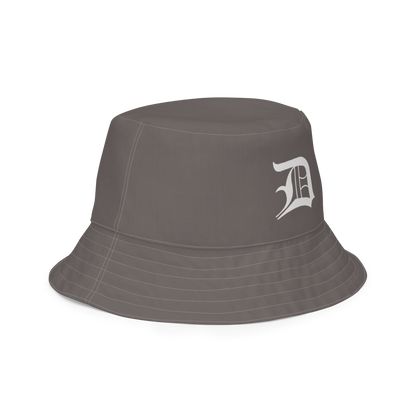 Detroit 'Old English D' Bucket Hat | Reversible - Warren Tank Grey