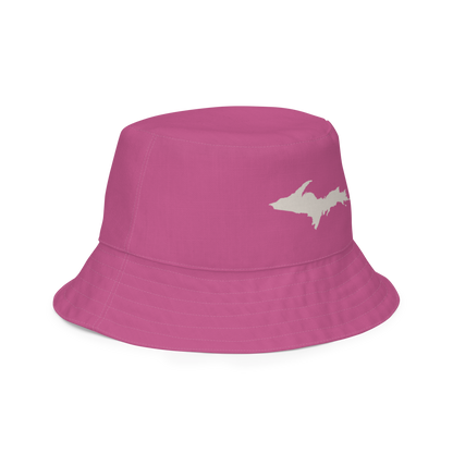 Michigan Upper Peninsula Bucket Hat | Reversible - Apple Blossom Pink/Canvas Color