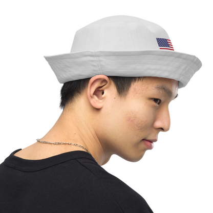 Michigan Upper Peninsula Bucket Hat (Patriot Edition) | Reversible - Birch Bark White