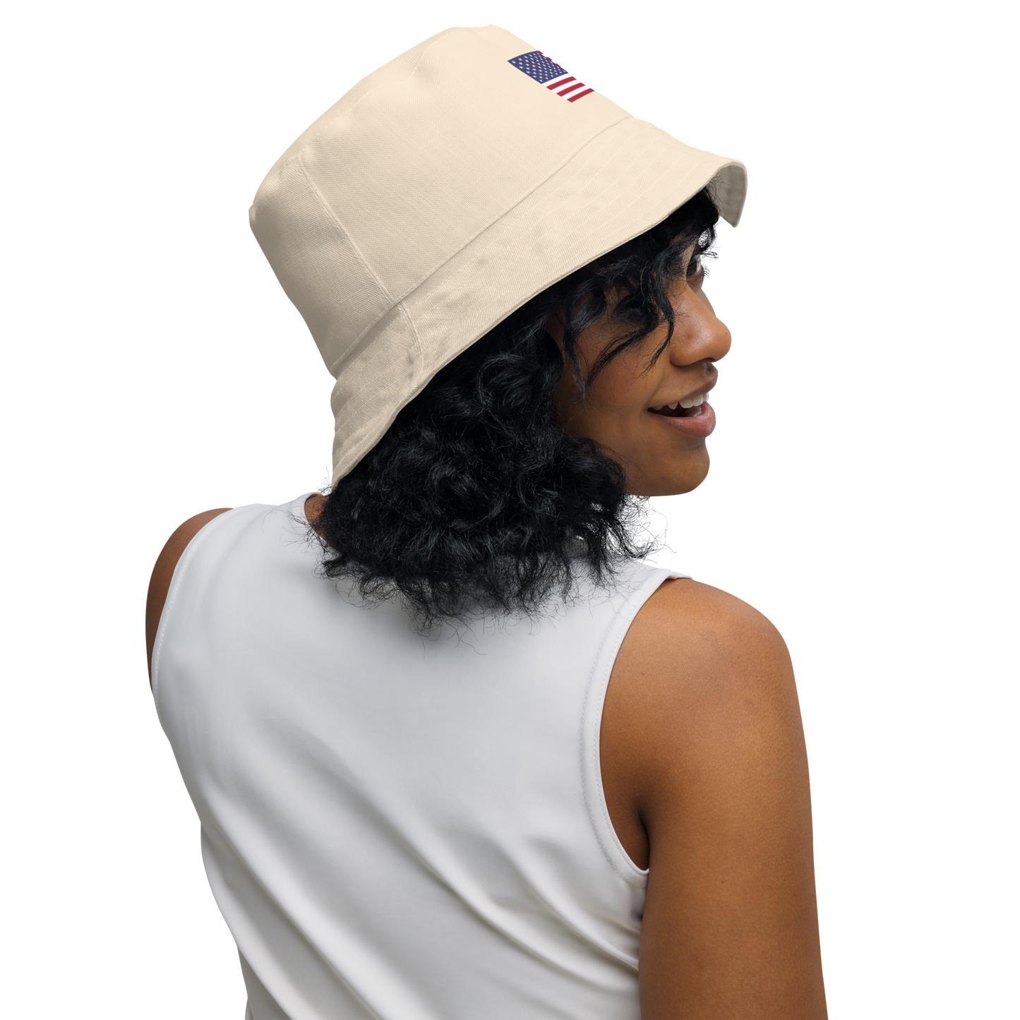 Michigan Upper Peninsula Bucket Hat (Patriot Edition) | Reversible - Champagne White