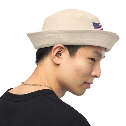 Michigan Upper Peninsula Bucket Hat (Patriot Edition) | Reversible - Champagne White