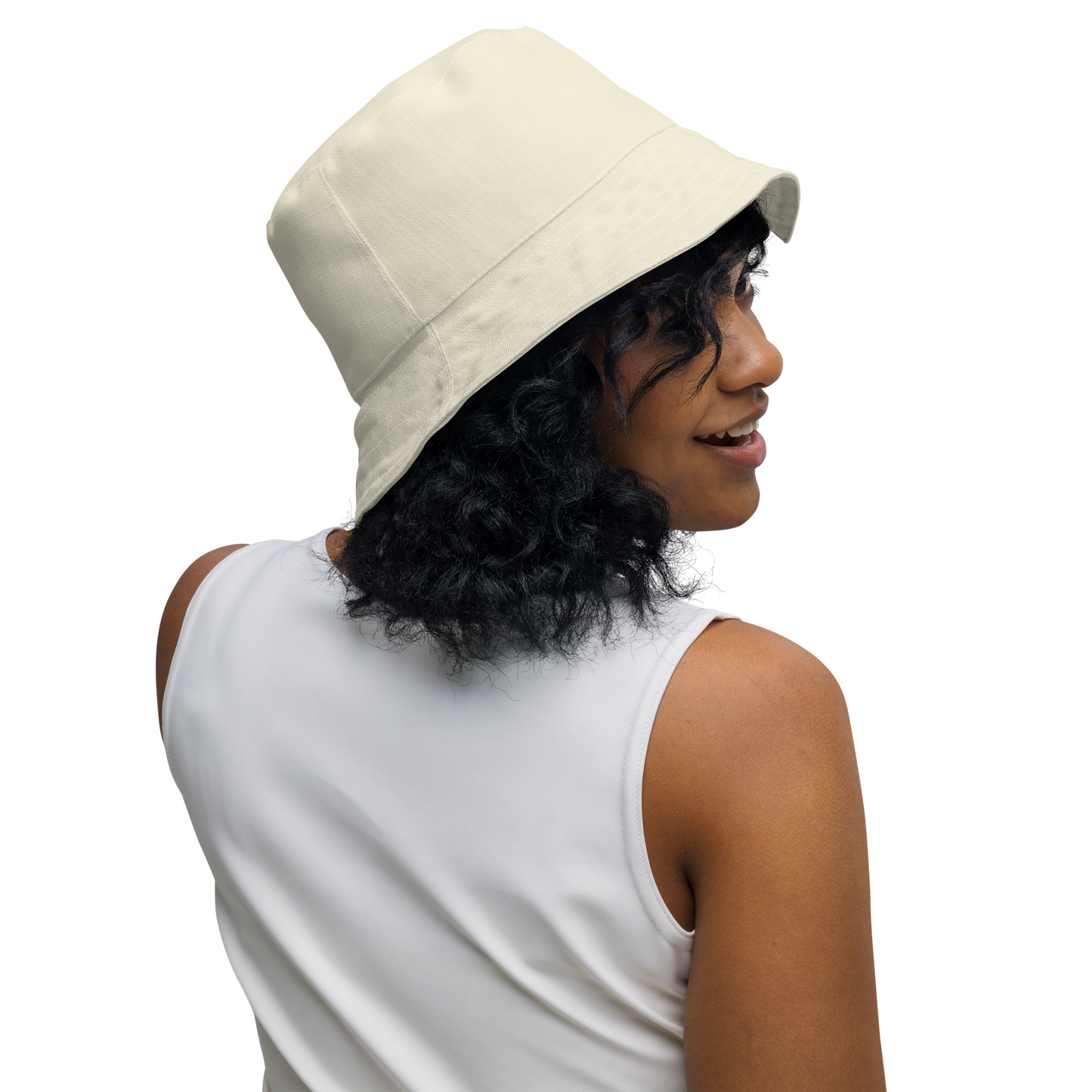 Michigan Upper Peninsula Bucket Hat (w/ Navy UP Outline) | Reversible - Ivory White