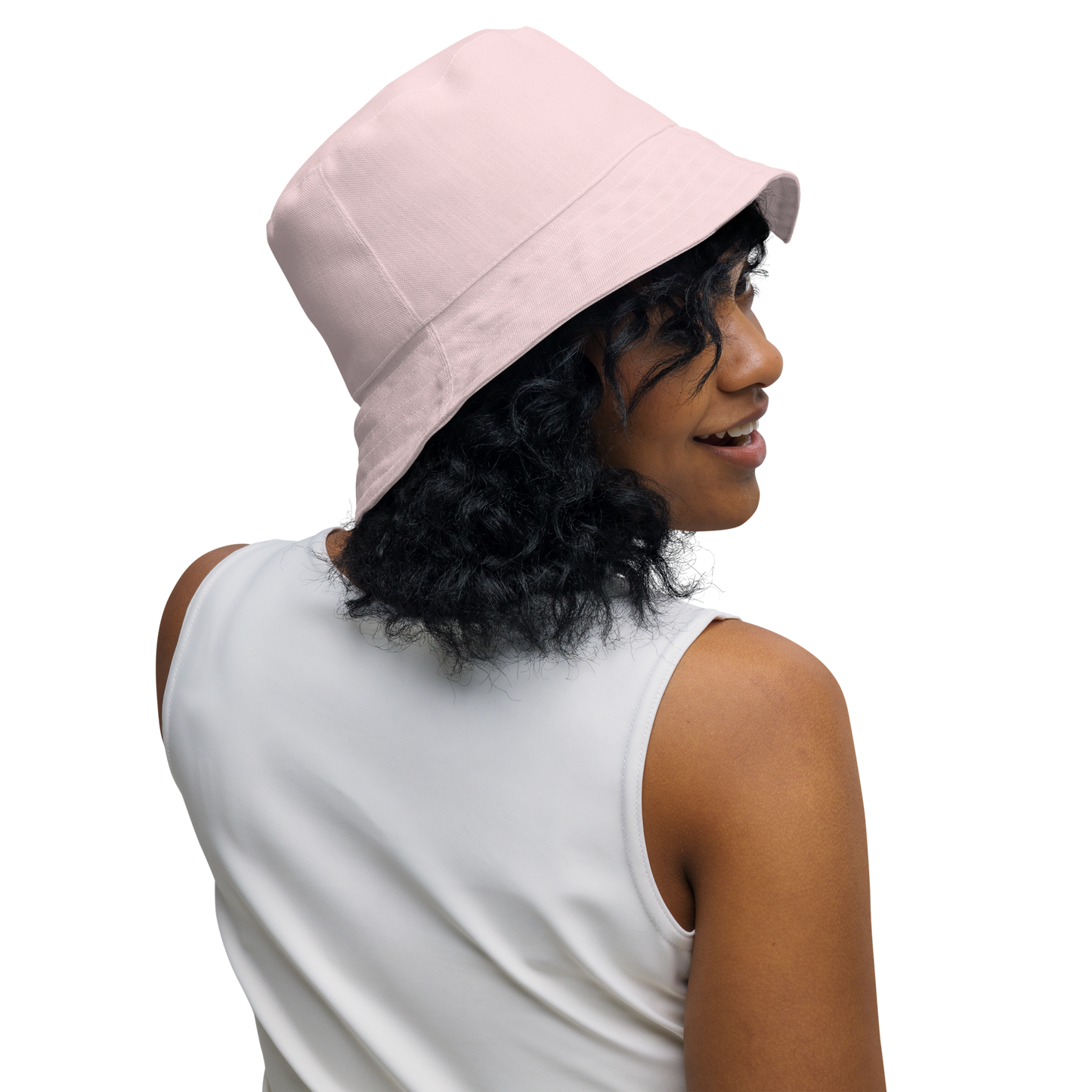 Michigan Upper Peninsula Bucket Hat (w/ Navy UP Outline) | Reversible - Pale Pink