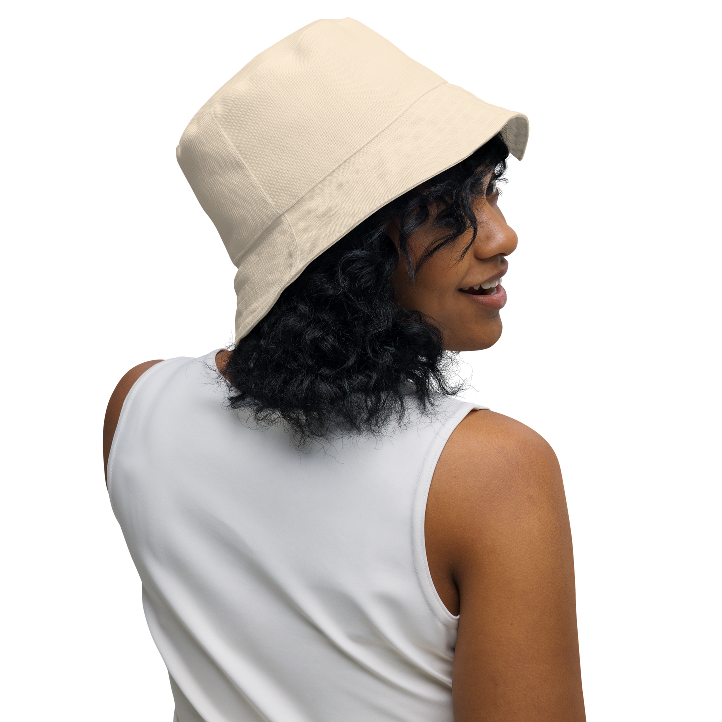 Michigan Upper Peninsula Bucket Hat (w/ Azure UP Outline) | Reversible - Champagne White