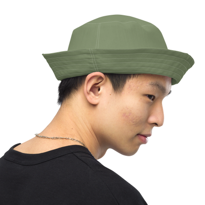 Michigan Upper Peninsula Bucket Hat (w/ Army Green UP Outline) | Reversible - Camo Green