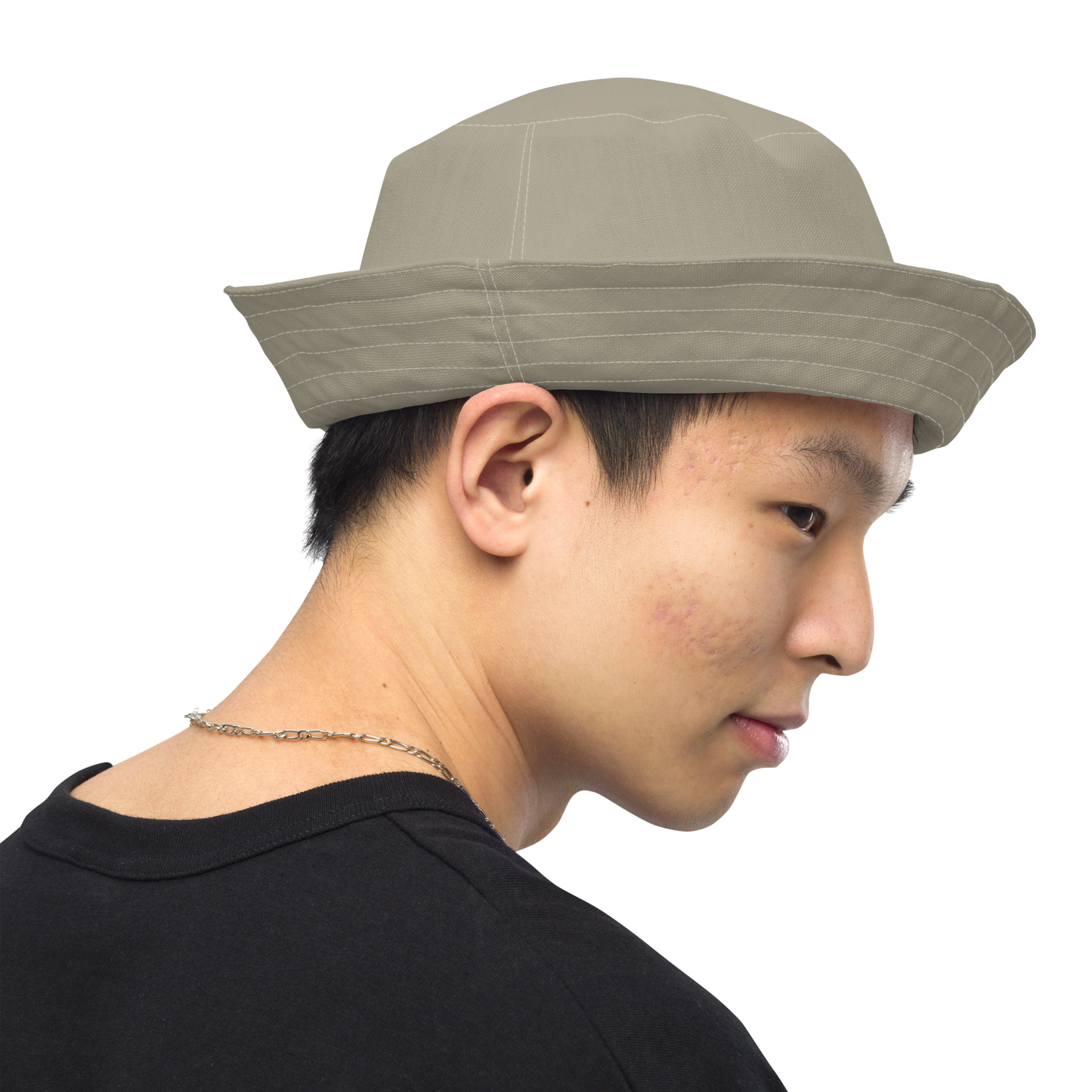 Michigan Upper Peninsula Bucket Hat (w/ Army Green UP Outline) | Reversible - Petoskey Stone Beige