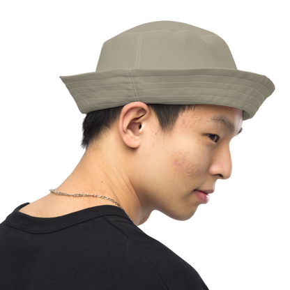 Michigan Upper Peninsula Bucket Hat (w/ Army Green UP Outline) | Reversible - Petoskey Stone Beige