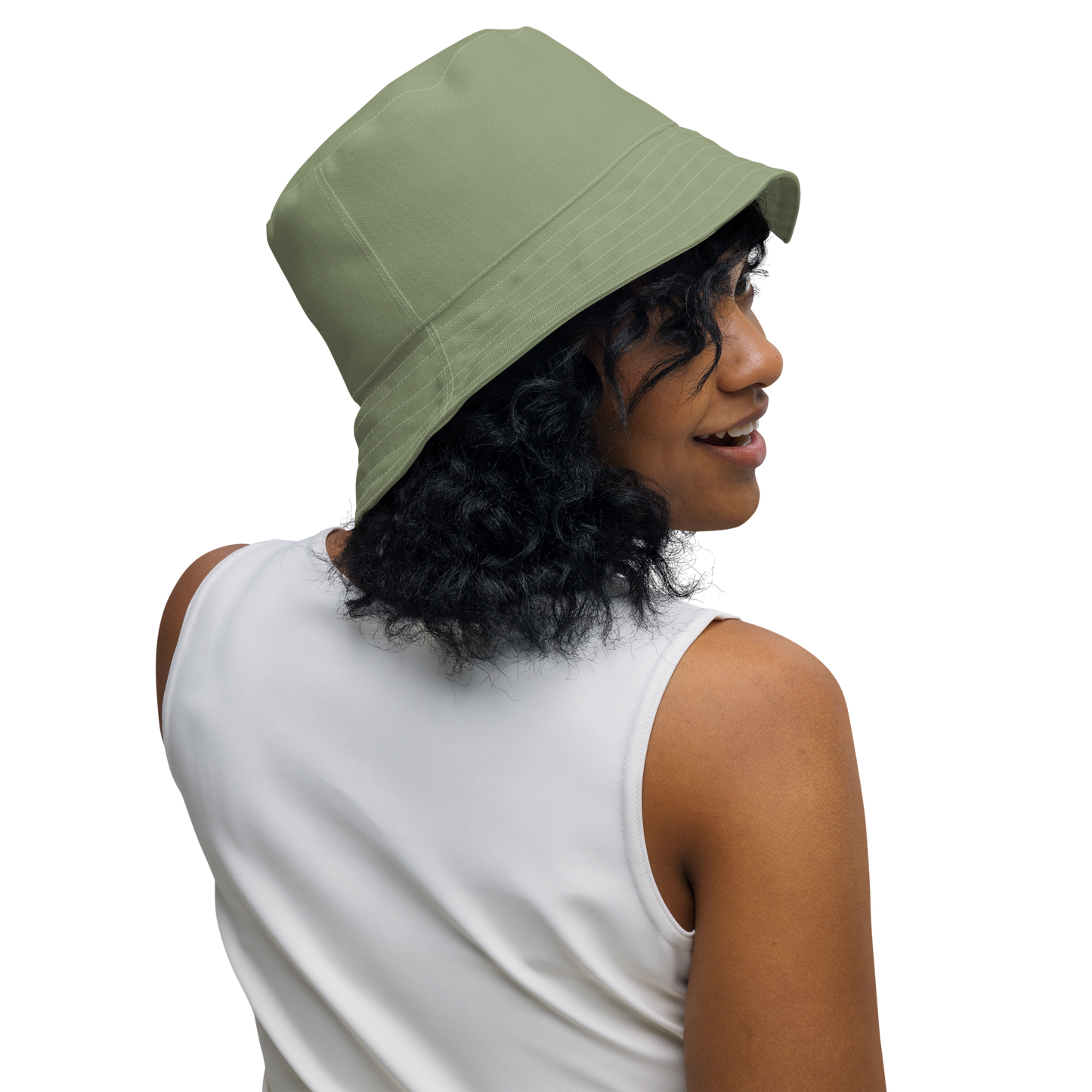 Detroit Bucket Hat (w/ Army Green 'Old French D') | Reversible - Beachgrass Green