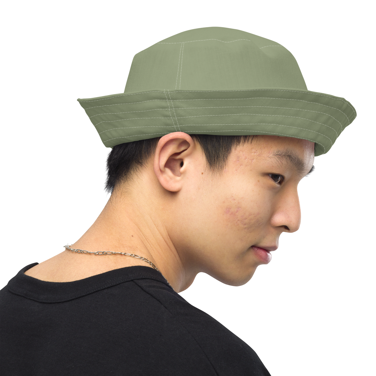 Detroit Bucket Hat (w/ Army Green 'Old French D') | Reversible - Beachgrass Green