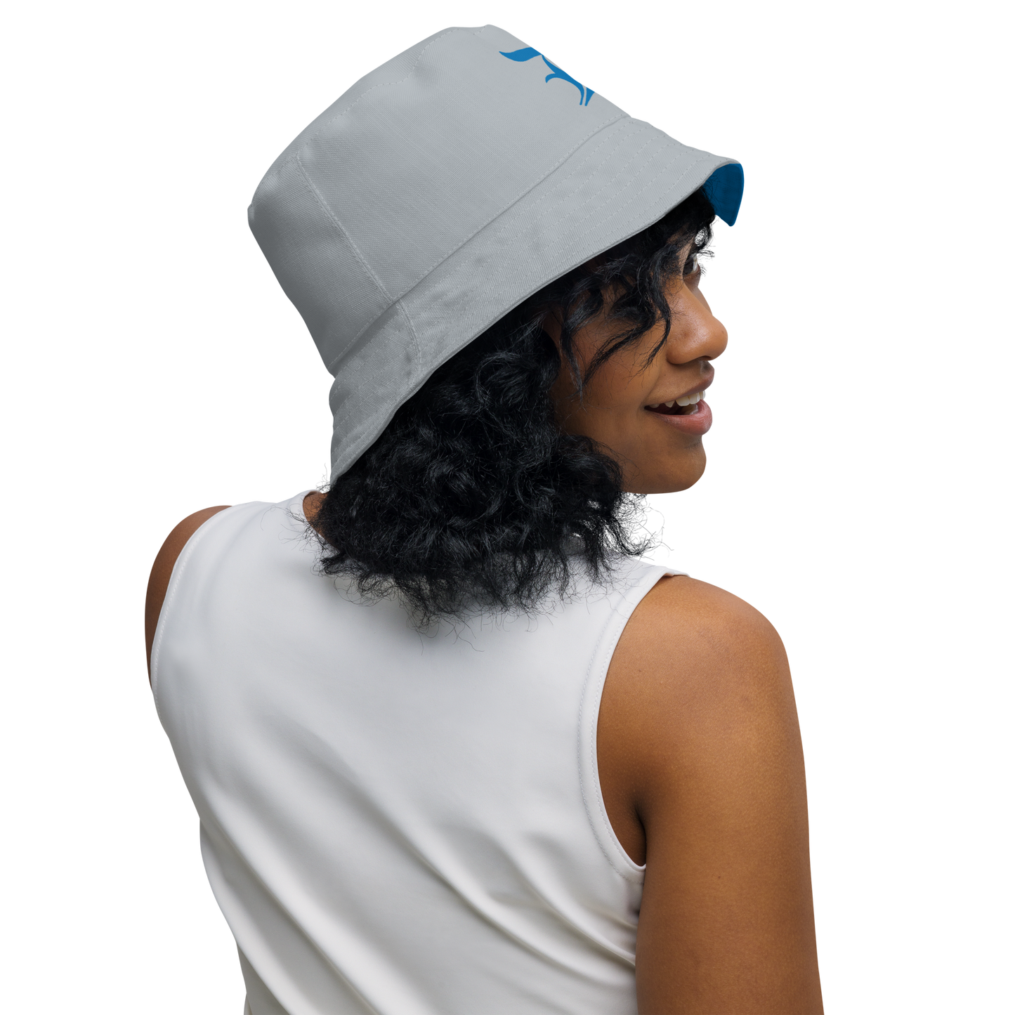 Detroit 'Old English D' Bucket Hat | Reversible - Azure/Silver