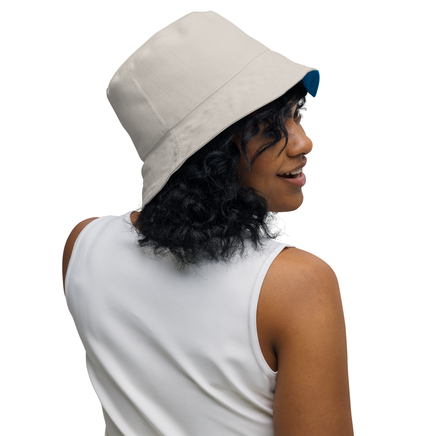 Detroit 'Old English D' Bucket Hat | Reversible - Azure/Canvas Color