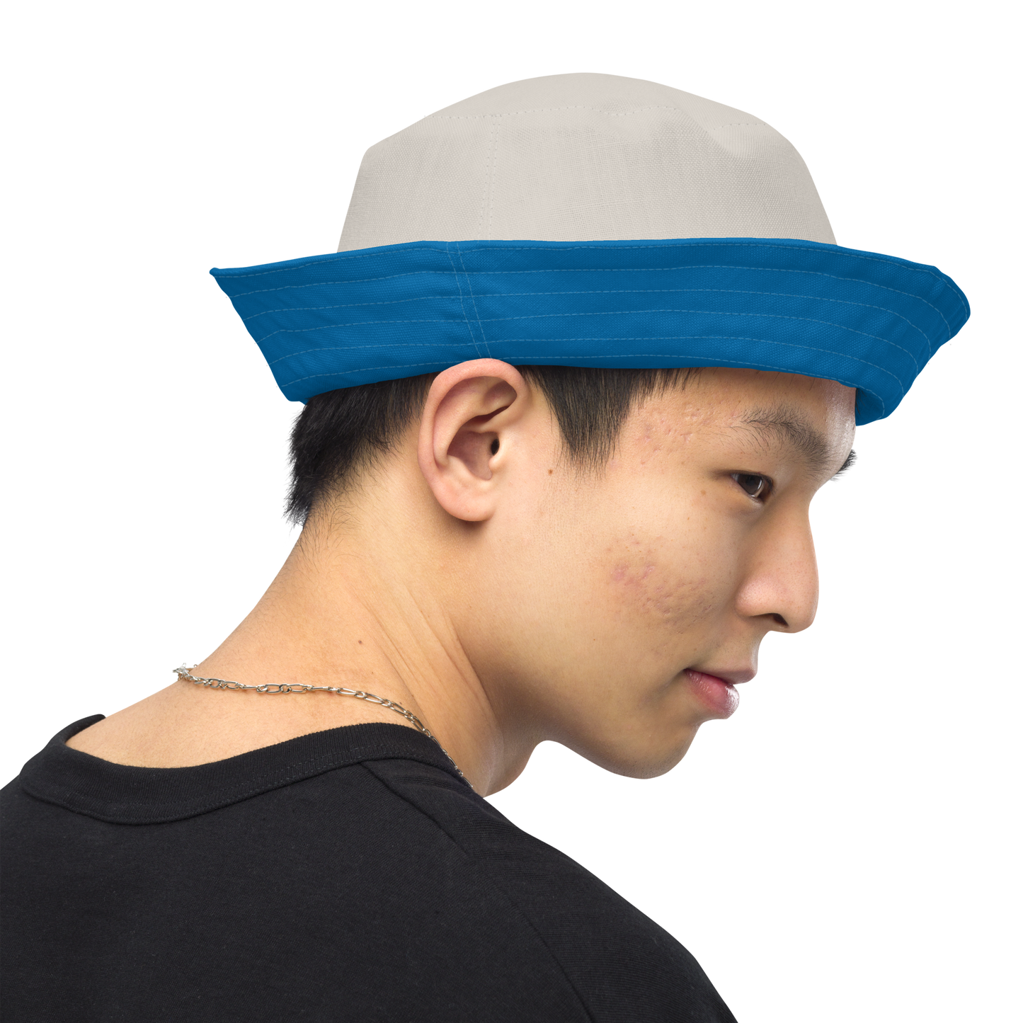 Detroit 'Old English D' Bucket Hat | Reversible - Azure/Canvas Color