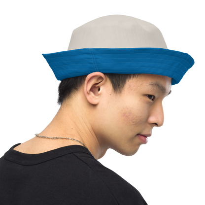 Detroit 'Old English D' Bucket Hat | Reversible - Azure/Canvas Color