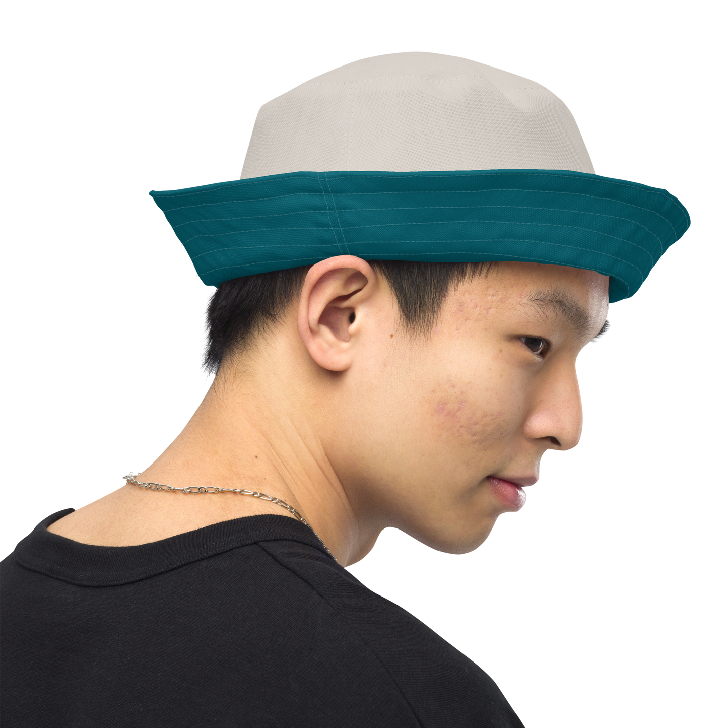 Detroit 'Old English D' Bucket Hat | Reversible - Auburn Hills Teal/Canvas Color